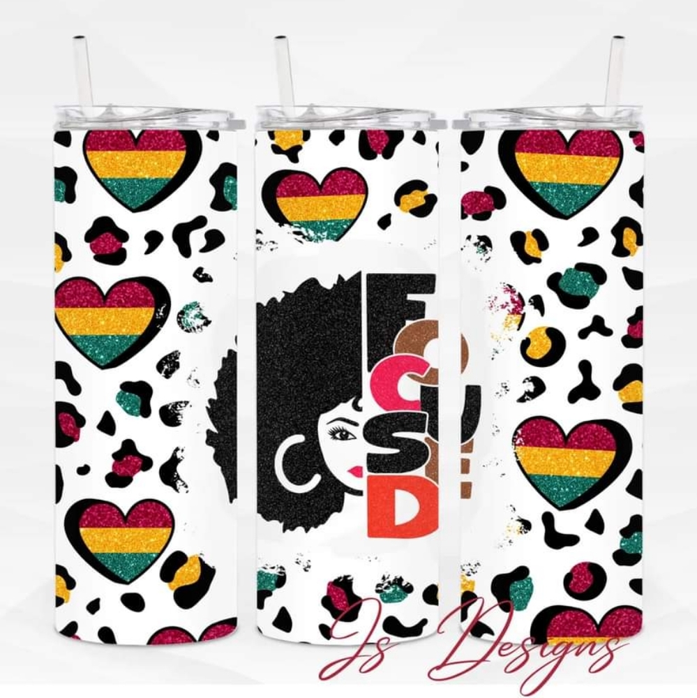Black history month focus, 20 oz skinny tumbler